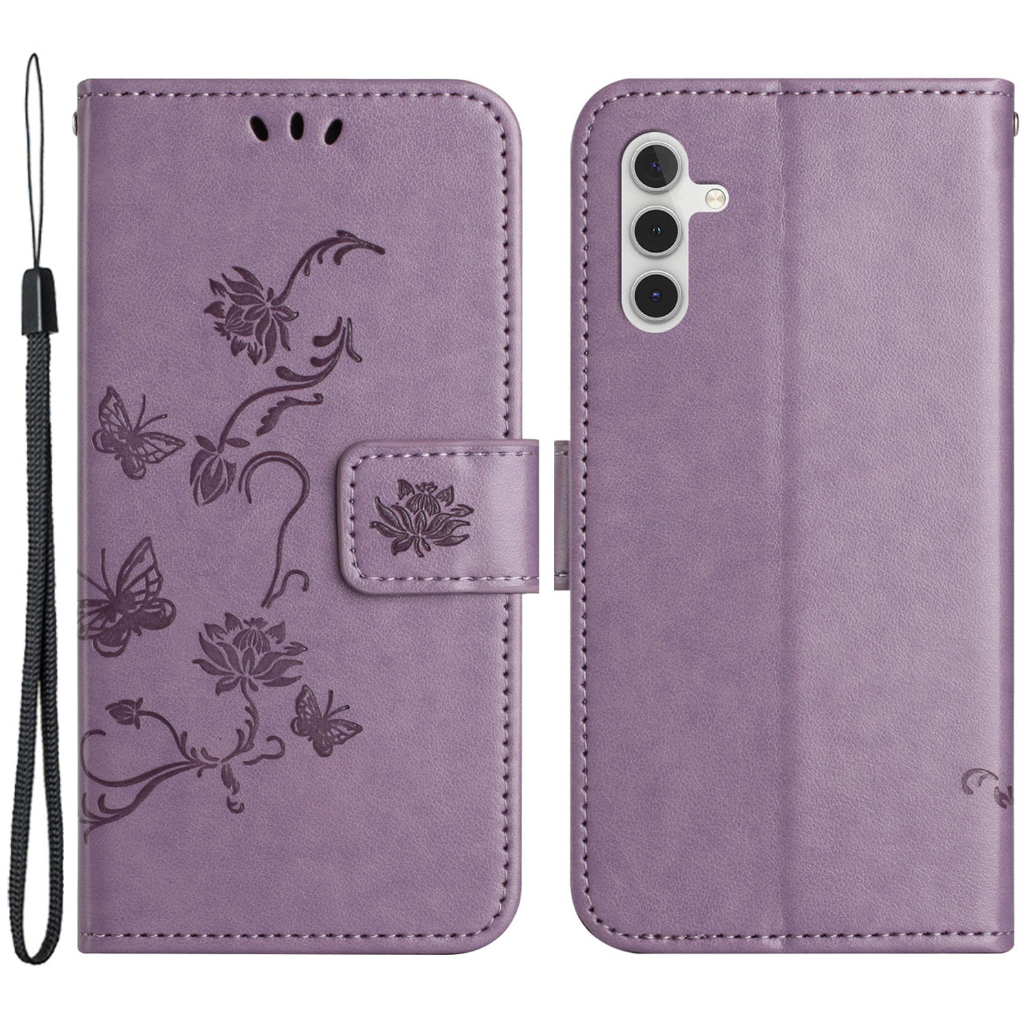 Til Samsung Galaxy A25 5G Ridsesikkert PU-læder Sommerfugleblomst præget pung Telefon Etui Stand Cover Til Samsung Galaxy A25 5G Ridsesikkert PU-læder Sommerfugleblomst præget pung Telefon Etui Stand Cover